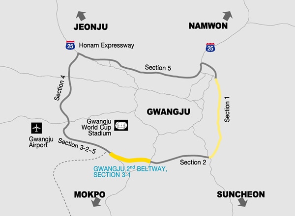 Gwangju Second Beltway Section 3-1 map