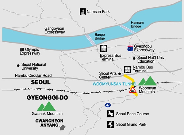Woomyunsan Tunnel map